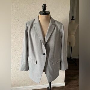 Calvin Klein Women's One-Button Blazer Light Gray Single-Button Blazer size 18W